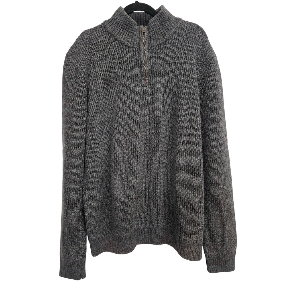 Aéropostale‎ Quarter Zip Knit Sweater XL Charcoal Ribbed Cozy Minimalist Casual